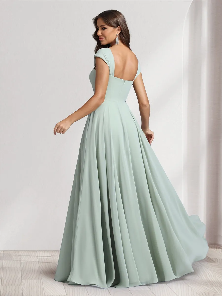 A-Line/Princess Square Neck Floor-Length Bridesmaid Dresses With Pockets sold by Lavetir product image thumbnail 2
