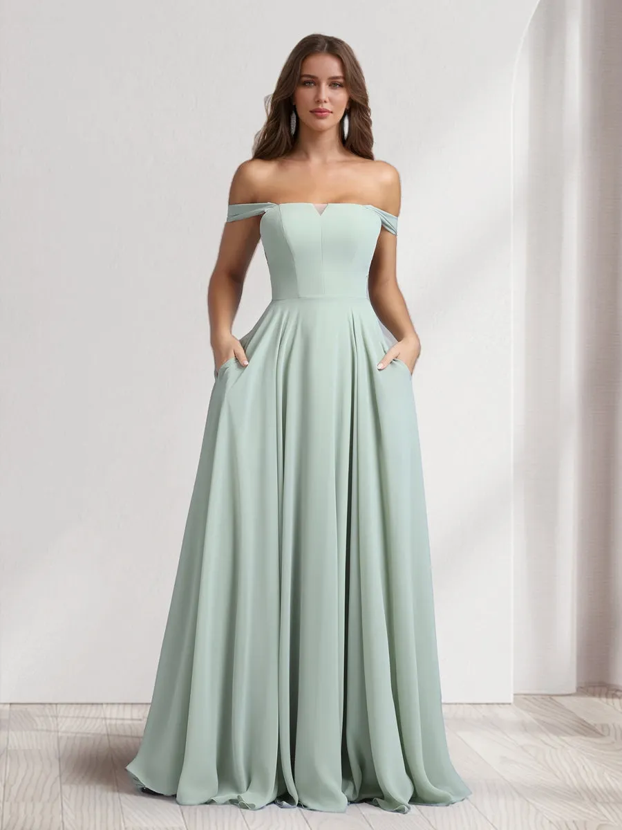 A-Line/Princess Square Neck Floor-Length Bridesmaid Dresses With Pockets sold by Lavetir product image thumbnail 3