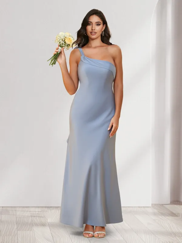 Sheath/Column One-Shoulder Ankle-Length Bridesmaid Dresses sold by Lavetir