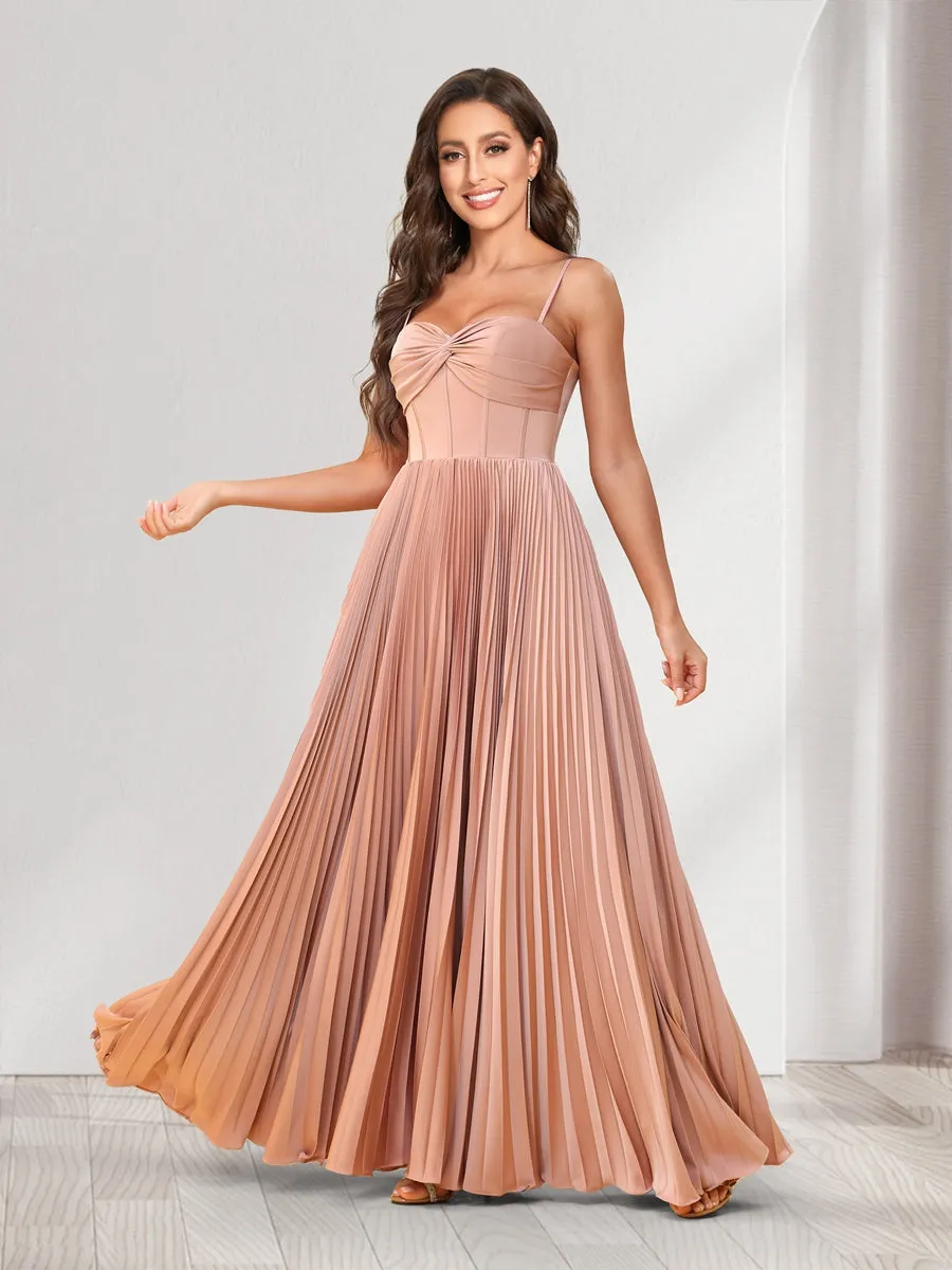 A-Line/Princess Spaghetti Straps Floor-Length Bridesmaid Dresses With Pleats sold by Lavetir product image thumbnail 3