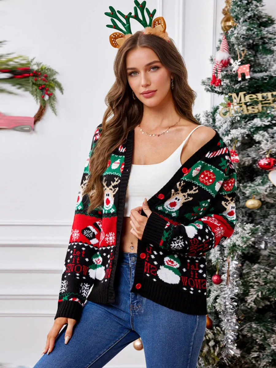 V-Neck Long Sleeve Cardigan Christmas Sweater sold by Lavetir product image thumbnail 2