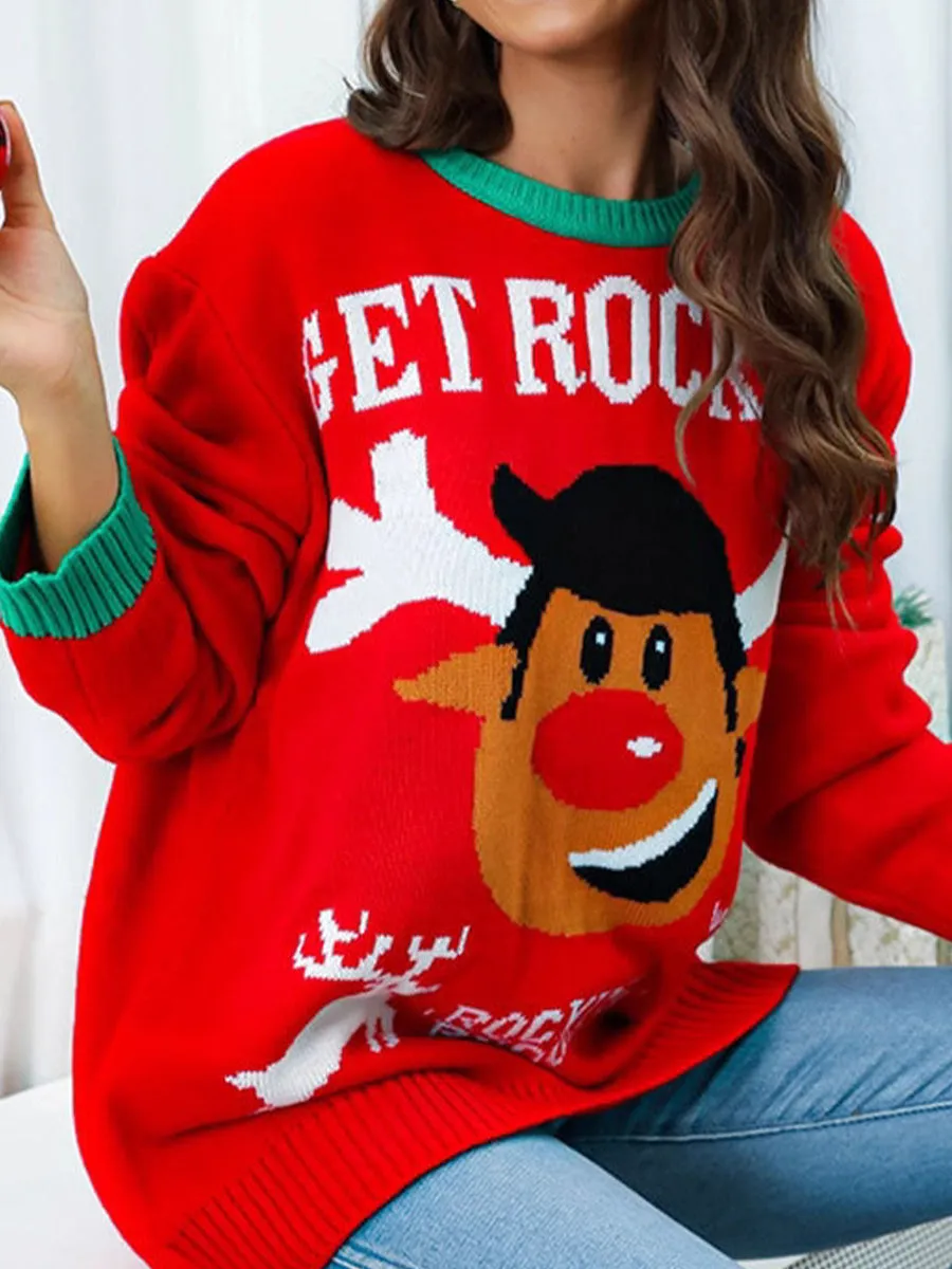 Crewneck Pullover Rib Knit Cartoon Jacquard Christmas Sweater sold by Lavetir product image thumbnail 3