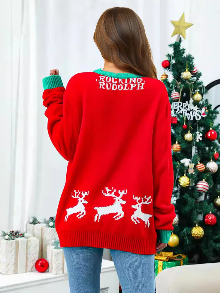 Crewneck Pullover Rib Knit Cartoon Jacquard Christmas Sweater sold by Lavetir product image thumbnail 2