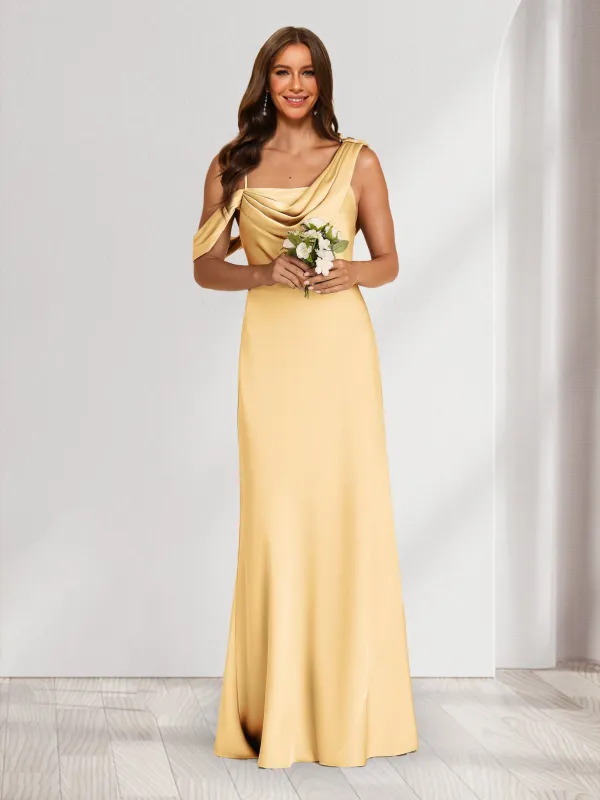 A-Line/Princess Asymmetrical One-shoulder Floor-Length Bridesmaid Dresses sold by Lavetir