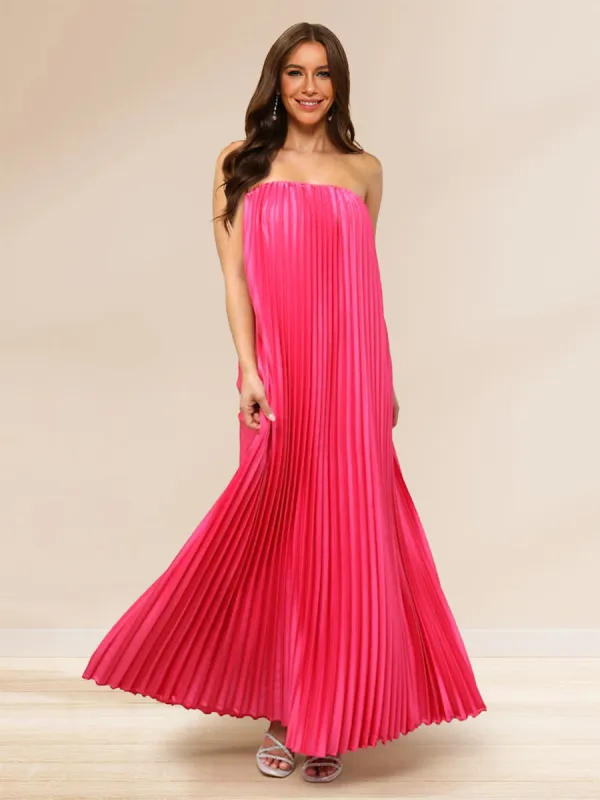 Sheath/Column Strapless Floor-Length Prom Dresses With Pleats sold by Lavetir