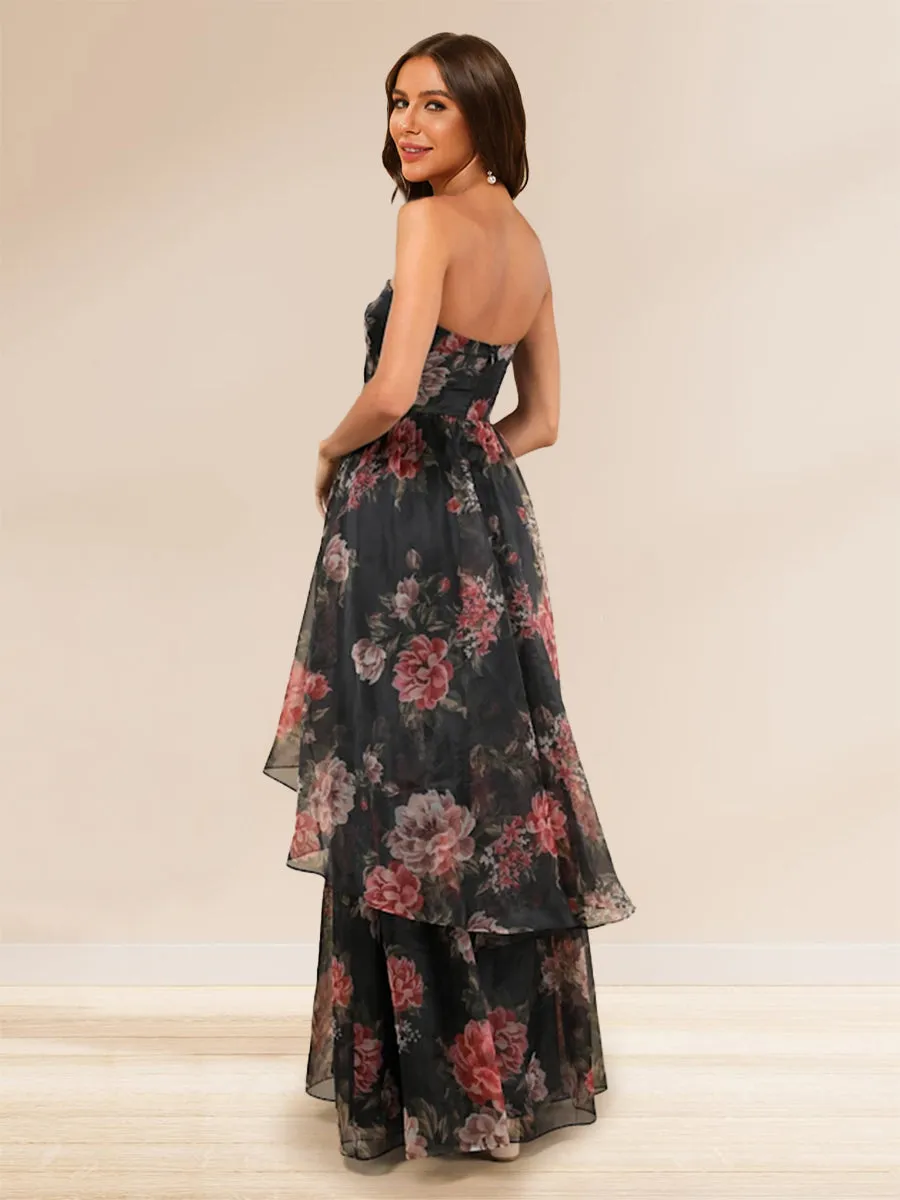 A-Line/Princess Strapless Floor-Length Prom Dresses With Floral sold by Lavetir product image thumbnail 2