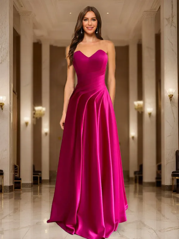 A-Line/Princess Sweetheart Floor-Length Prom Dresses With Pleats sold by Lavetir