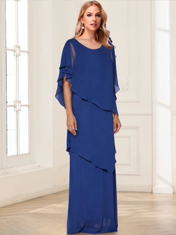 A-Line/Princess Scoop Short Sleeves Mother of the Bride Dresses with Ruffles & 3D Floral sold by Lavetir