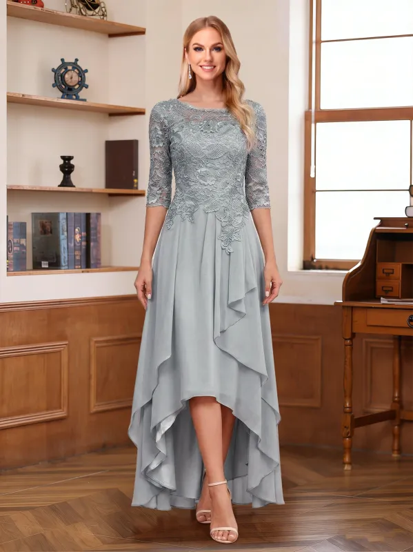 A-Line/Princess Scoop Half Sleeves Ankle-Length Mother of the Bride Dresses with Ruffles & Appliques made by Lavetir