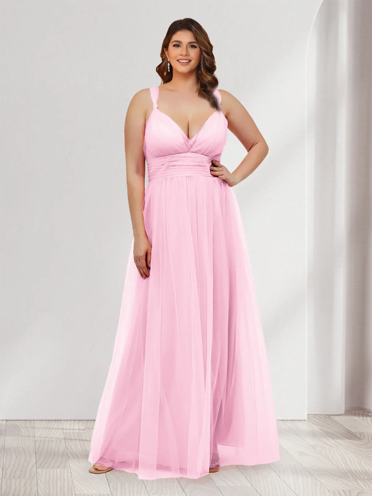 A-Line Halter Sweetheart Sleeveless Chiffon Plus Size Bridesmaid Dresses with Ruched sold by Lavetir