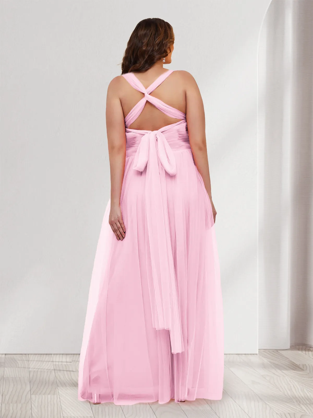 A-Line Halter Sweetheart Sleeveless Chiffon Plus Size Bridesmaid Dresses with Ruched sold by Lavetir product image thumbnail 2