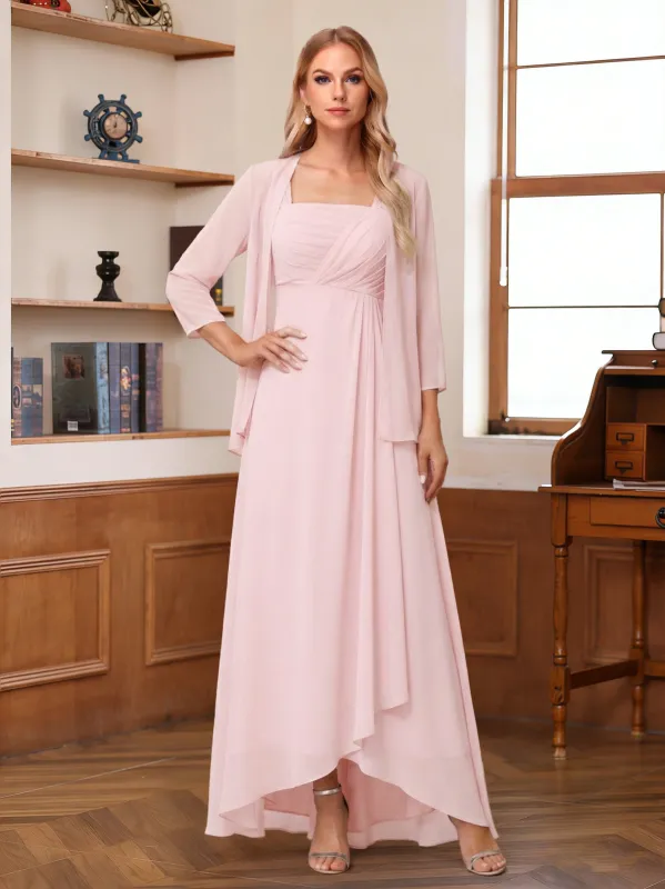 A-Line/Princess Asymmetrical Sleeveless Mother of the Bride Dresses With Ruffles & Jacket sold by Lavetir