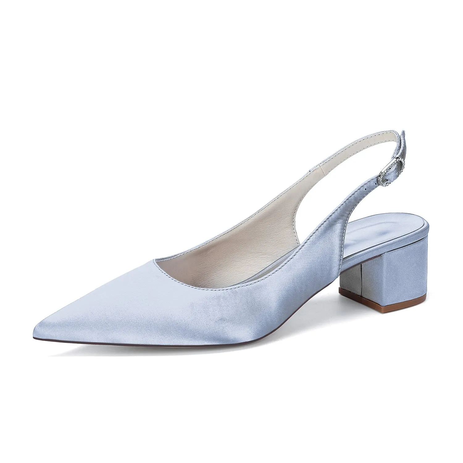 Women's Silk Satin With Closed Toe Ankle Strap Chunky Heel Evening Shoes sold by Lavetir product image thumbnail 5