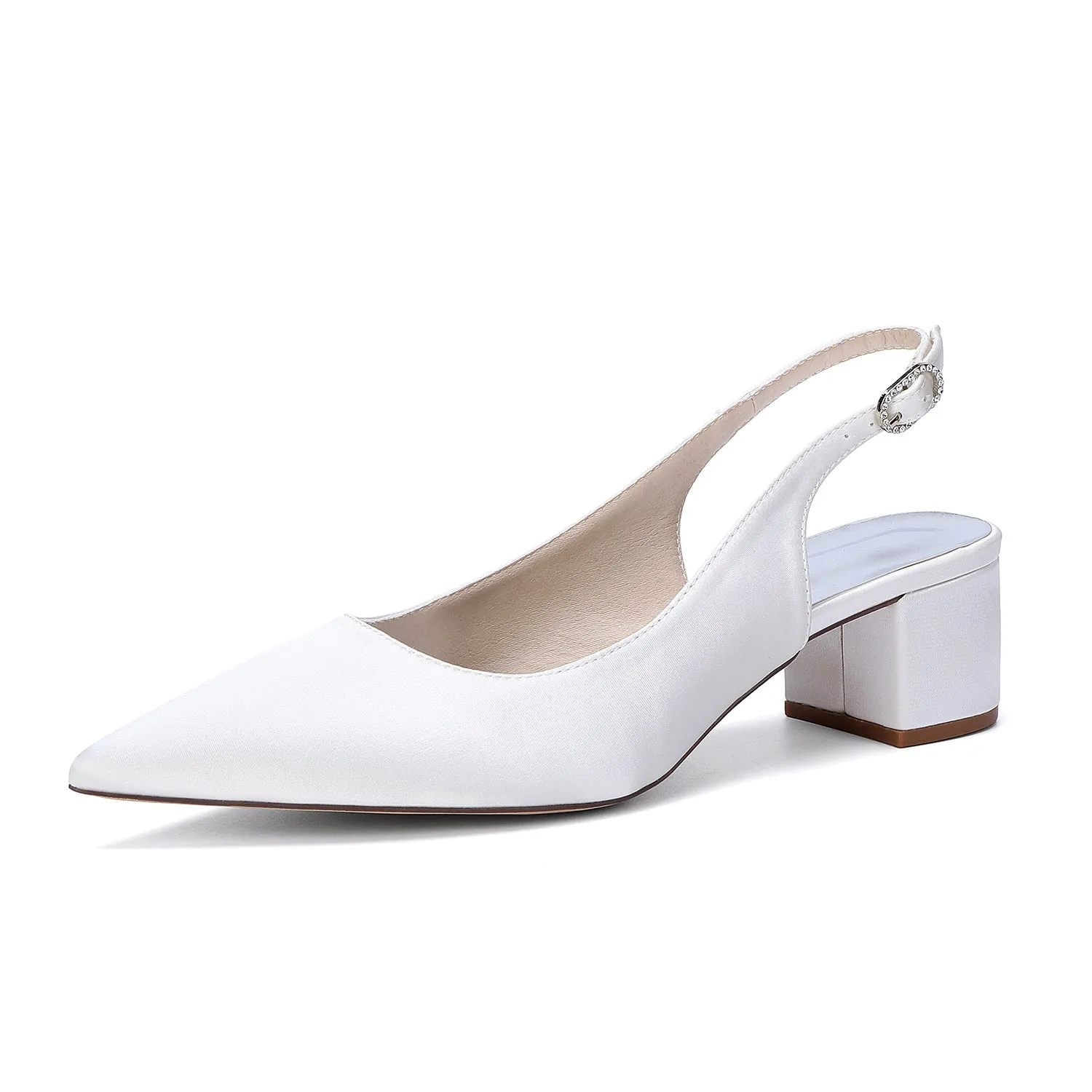 Women's Silk Satin With Closed Toe Ankle Strap Chunky Heel Evening Shoes sold by Lavetir product image thumbnail 4