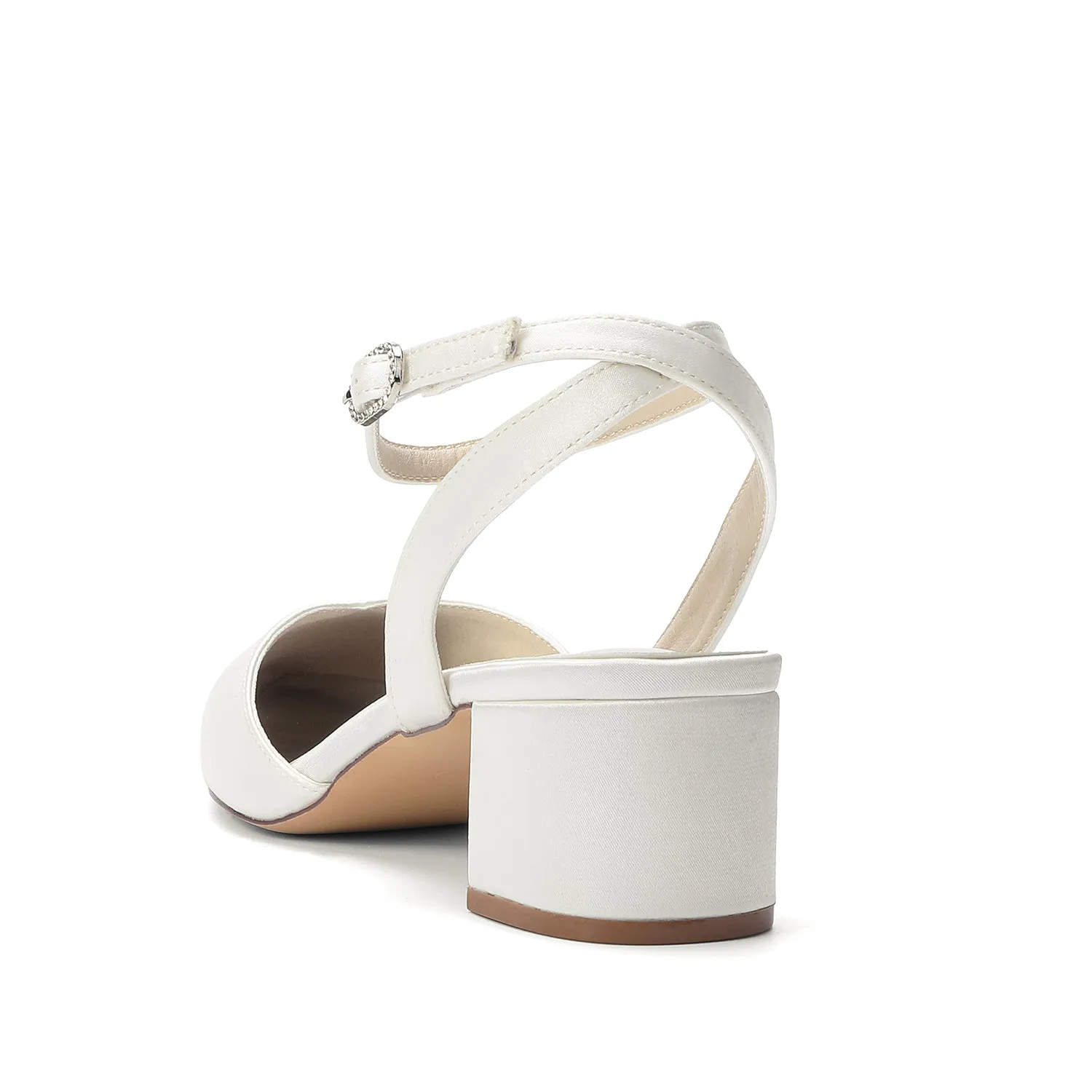 Women's Silk Satin With Closed Toe Ankle Strap Chunky Heel Evening Shoes sold by Lavetir product image thumbnail 2