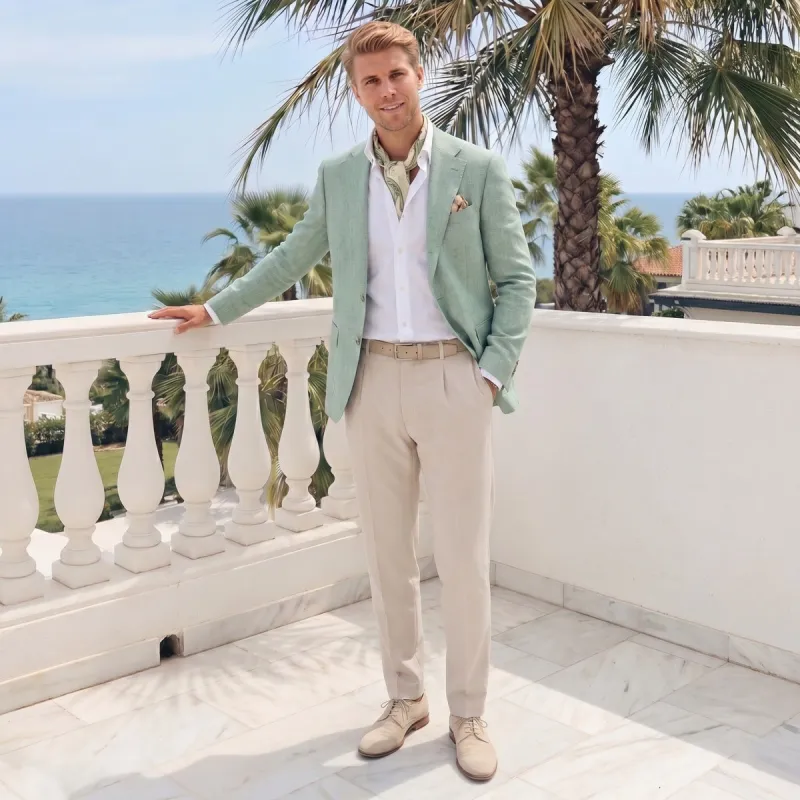 Tailored Fit Single Breasted Two-buttons 2 Pieces Solid Colored Men's Wedding Suits made by Lavetir