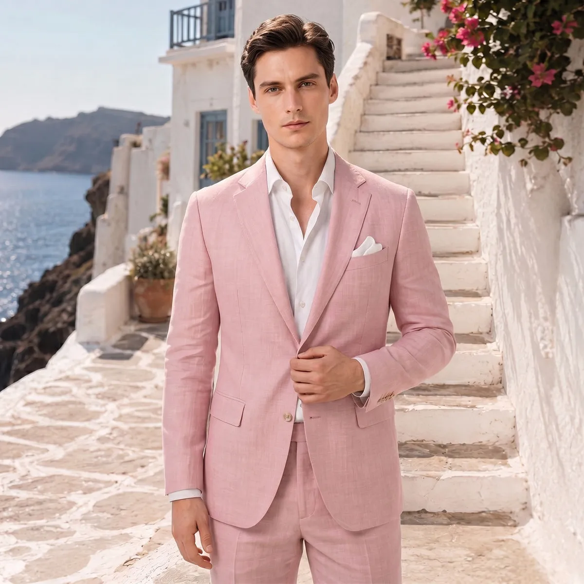 Tailored Fit Single Breasted Two-buttons 2 Pieces Solid Colored Men's Wedding Suits sold by Lavetir product image thumbnail 3