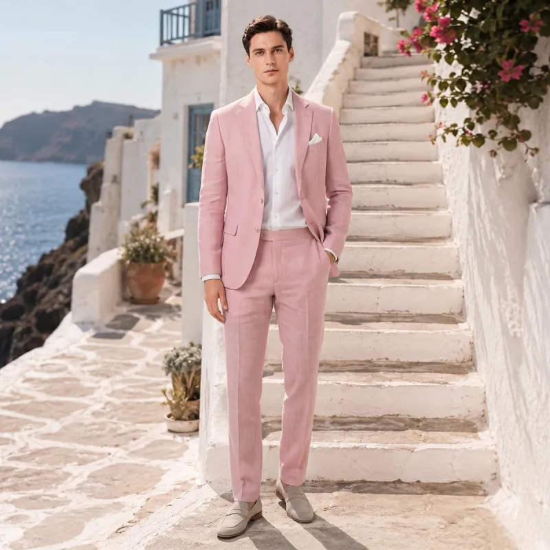 Tailored Fit Single Breasted Two-buttons 2 Pieces Solid Colored Men's Wedding Suits made by Lavetir