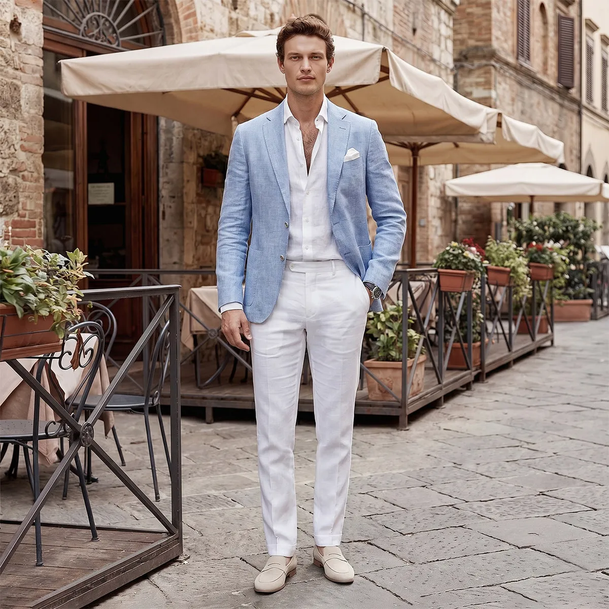 Tailored Fit Single Breasted One-button Solid Men's Wedding Jackets sold by Lavetir