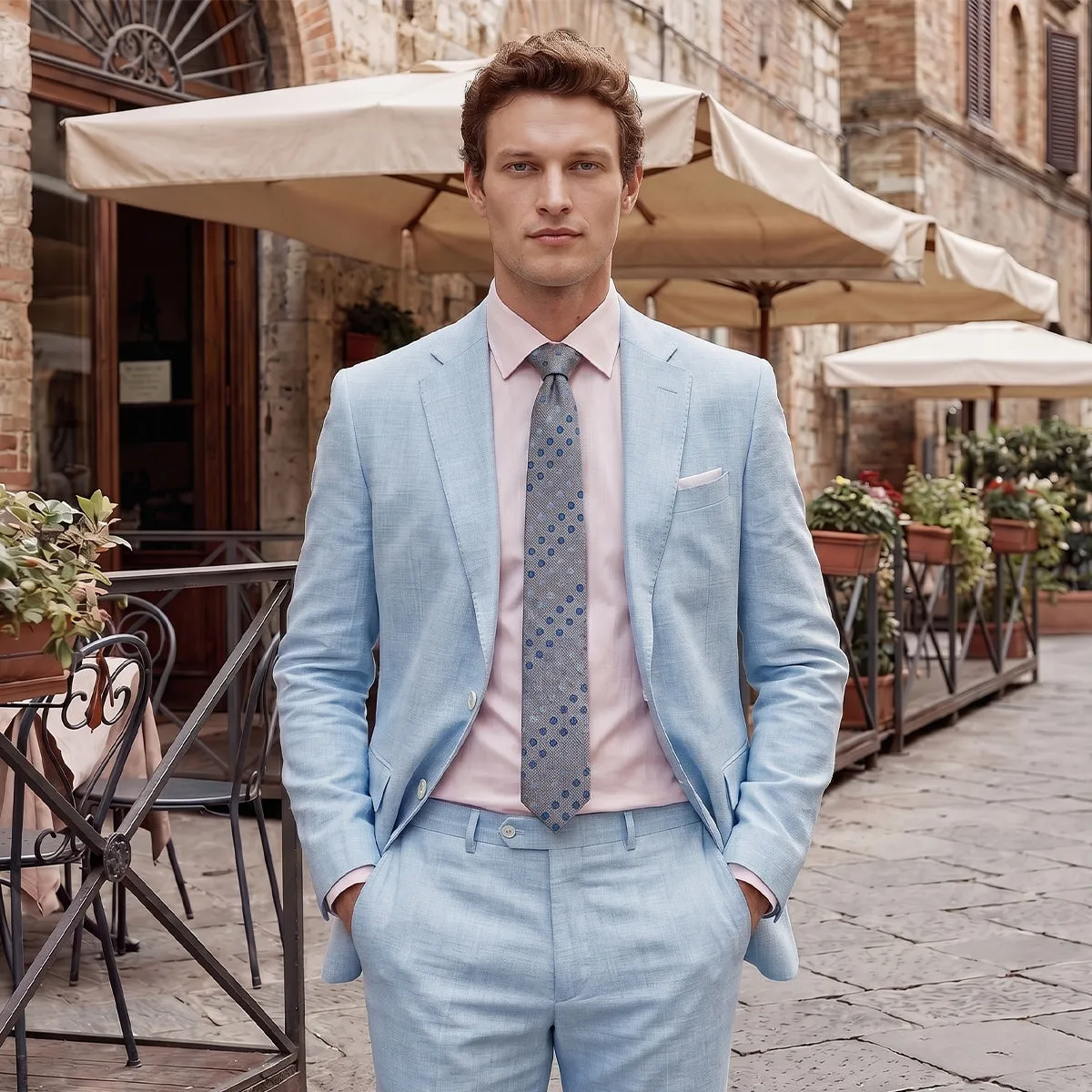 Tailored Fit Single Breasted Two-buttons 2 Pieces Solid Colored Men's Wedding Suits sold by Lavetir product image thumbnail 3