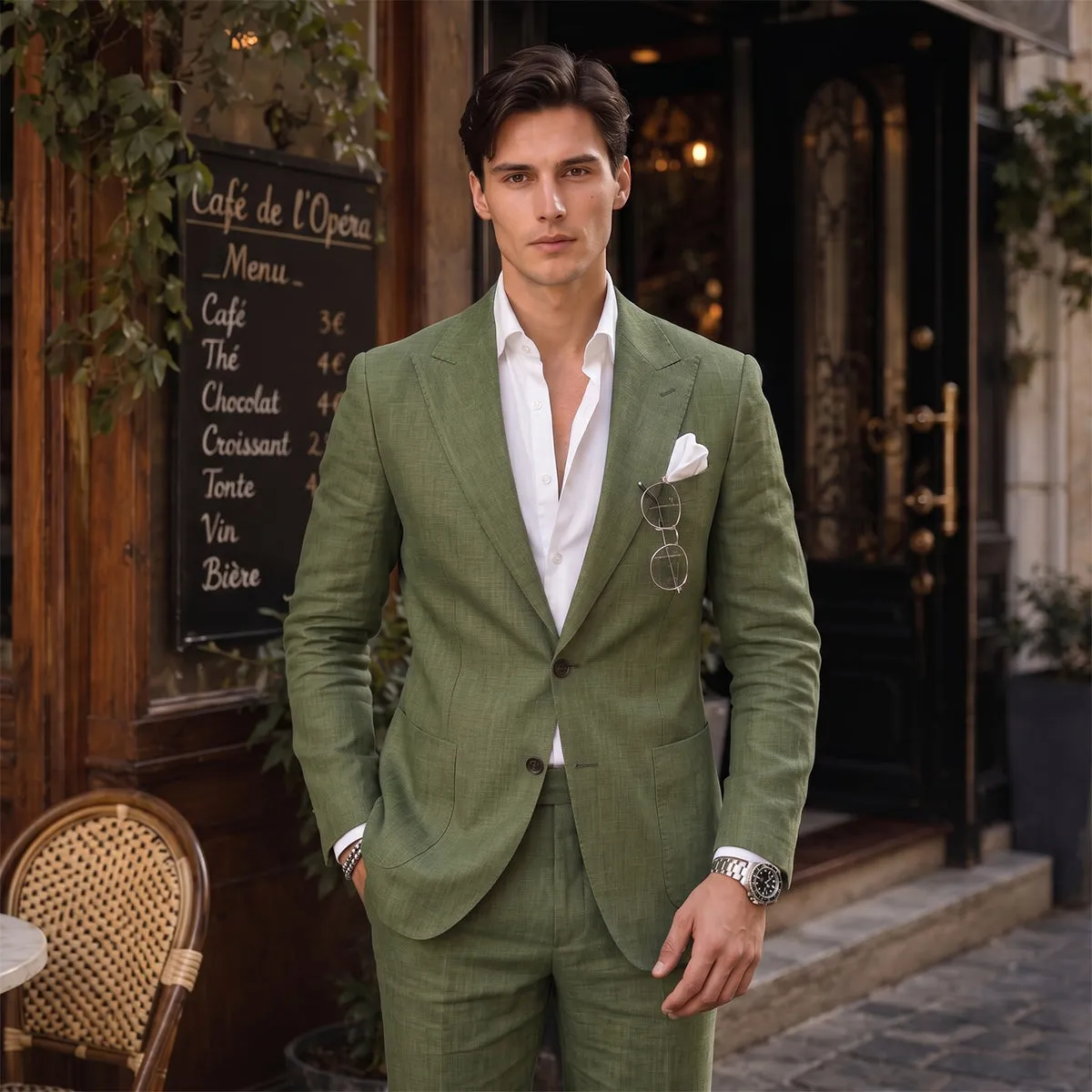 Tailored Fit Single Breasted Two-buttons 2 Pieces Solid Colored Men's Wedding Suits sold by Lavetir product image thumbnail 3