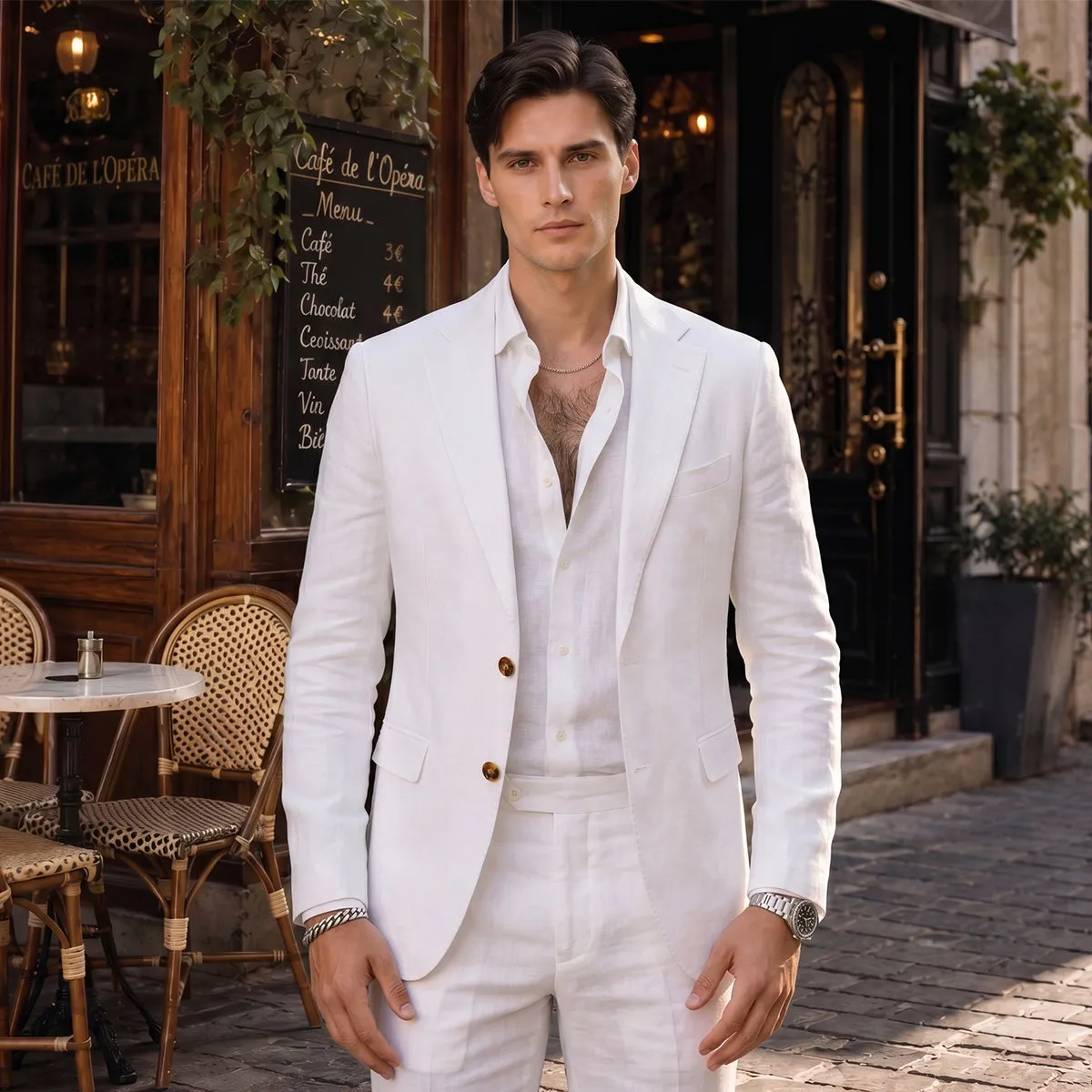 Tailored Fit Single Breasted Two-buttons 2 Pieces Solid Colored Men's Wedding Suits sold by Lavetir product image thumbnail 3