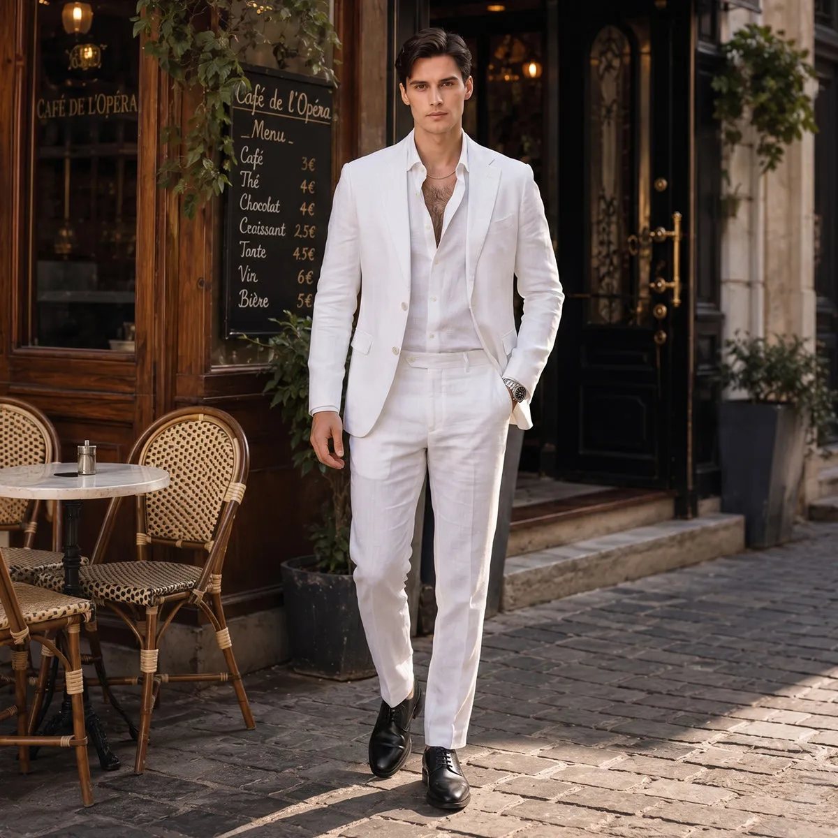Tailored Fit Single Breasted Two-buttons 2 Pieces Solid Colored Men's Wedding Suits sold by Lavetir