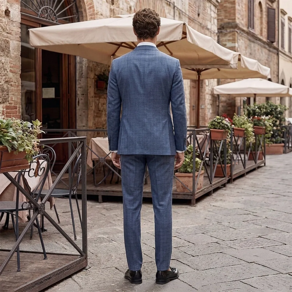 Tailored Fit Single Breasted Two-buttons 2 Pieces Plaid Men's Wedding Suits sold by Lavetir product image thumbnail 2