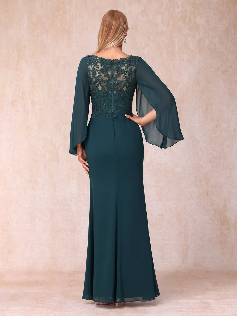 Sheath/Column V-Neck Long Sleeves Long Formal Evening Dresses with Sequins & Appliques sold by Lavetir product image thumbnail 2