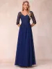 A-Line/Princess V-Neck Half Sleeves Long Formal Evening Dresses with Beading sold by Lavetir