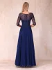 A-Line/Princess V-Neck Half Sleeves Long Formal Evening Dresses with Beading sold by Lavetir