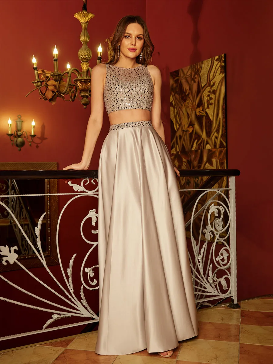 A-Line/Princess Scoop Sleeveless Two Piece Long Prom Dresses sold by Lavetir product image thumbnail 3