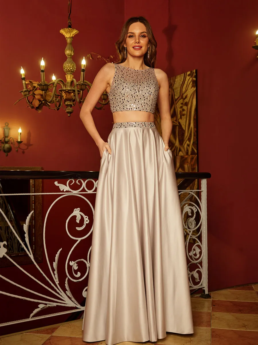 A-Line/Princess Scoop Sleeveless Two Piece Long Prom Dresses sold by Lavetir