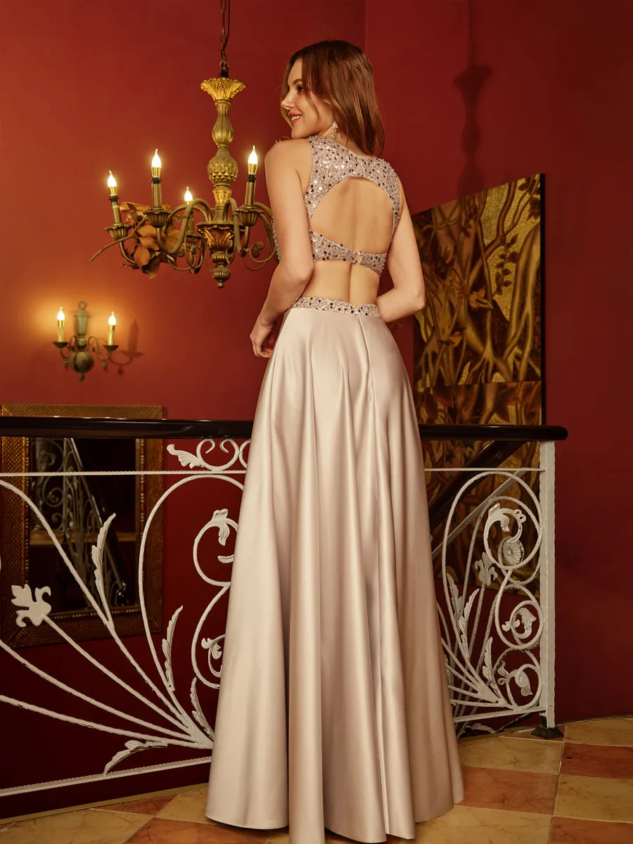 A-Line/Princess Scoop Sleeveless Two Piece Long Prom Dresses sold by Lavetir product image thumbnail 2
