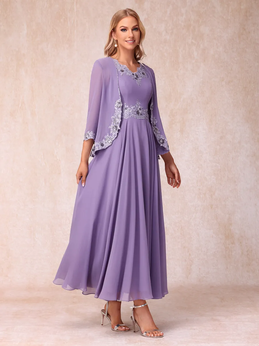 A-Line/Princess V-Neck Sleeveless Long Formal Evening Dresses with Appliques & Jacket sold by Lavetir product image thumbnail 5