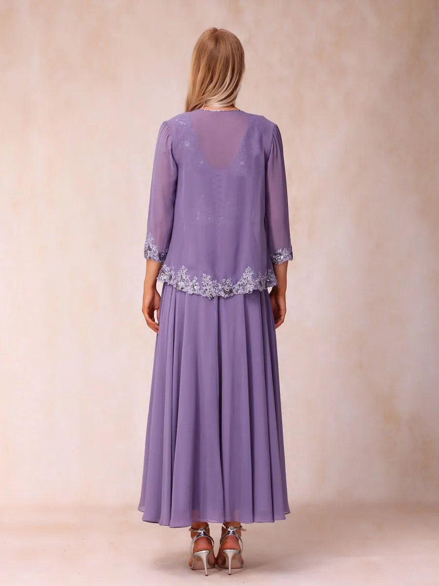 A-Line/Princess V-Neck Sleeveless Long Formal Evening Dresses with Appliques & Jacket sold by Lavetir product image thumbnail 2