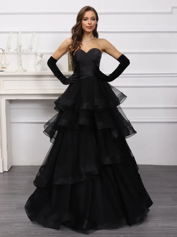 A-Line/Princess Sweetheart Long Tulle Dresses with Ruffles sold by Lavetir
