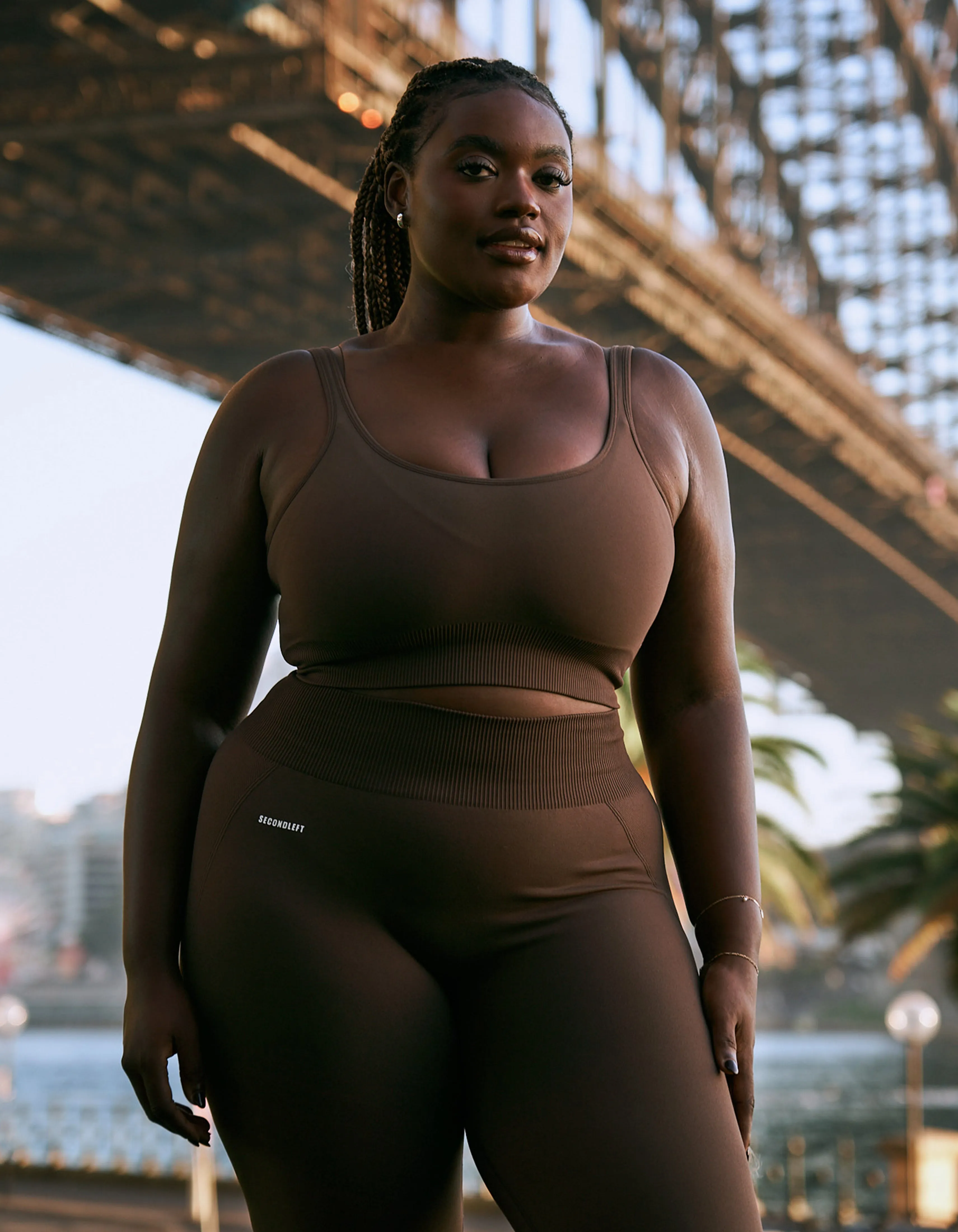 Seamless Low back Crop - Espresso sold by Stax