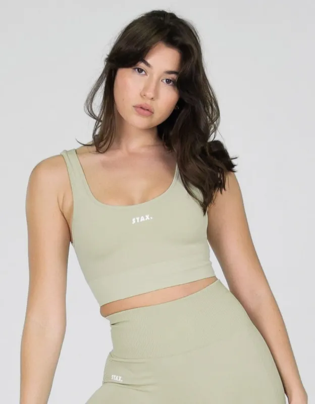 Premium Seamless V6 Low Back Crop - Viridis (Green) sold by Stax