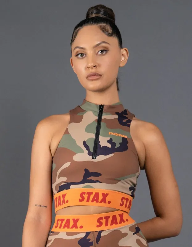 Camo WB High Neck Zip Tank - Orange sold by Stax