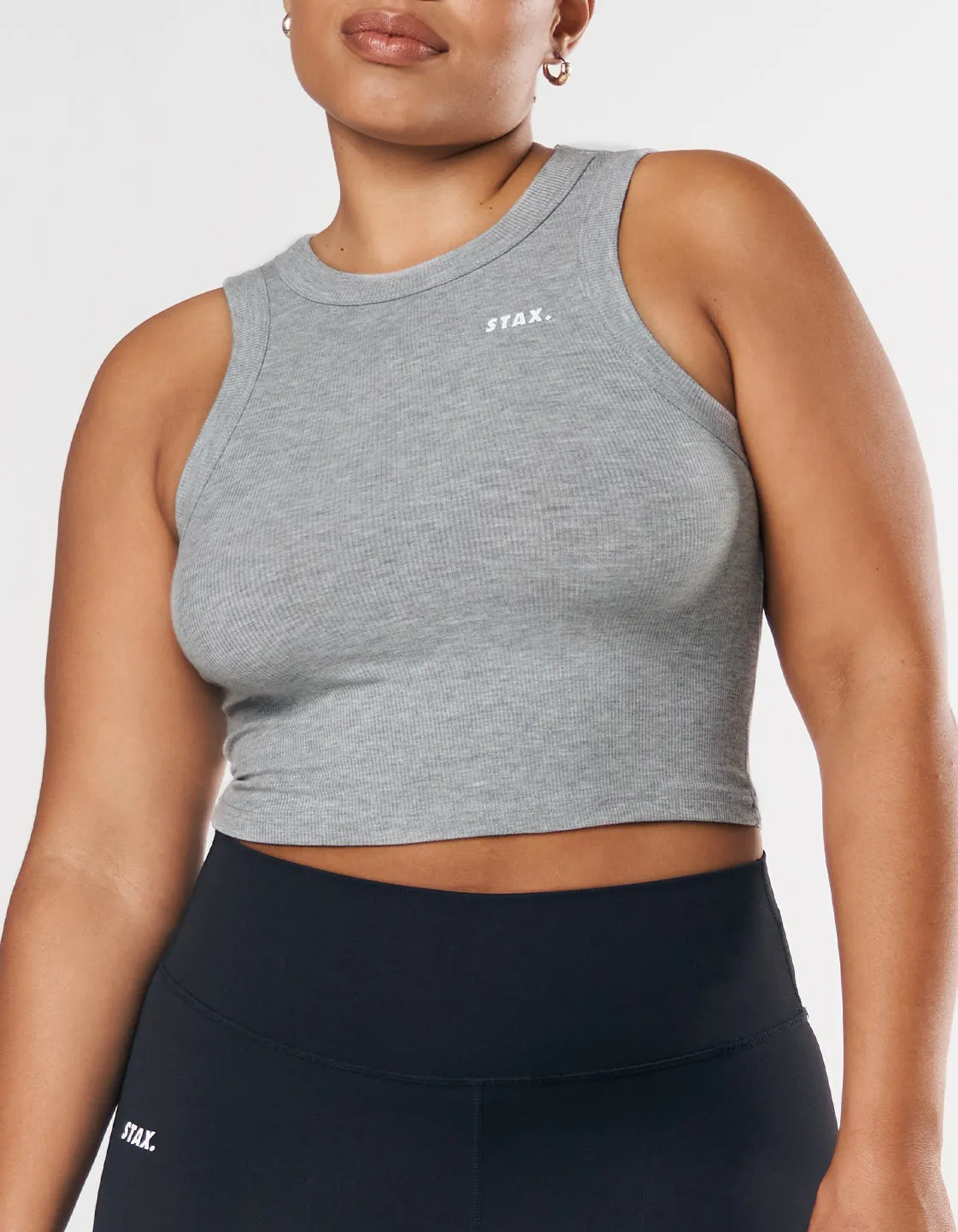 Ribbed Tank - Grey Marle sold by Stax