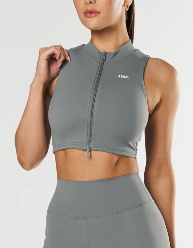 Base Sleeveless Zip Tank NANDEX ™ - Thyme sold by Stax