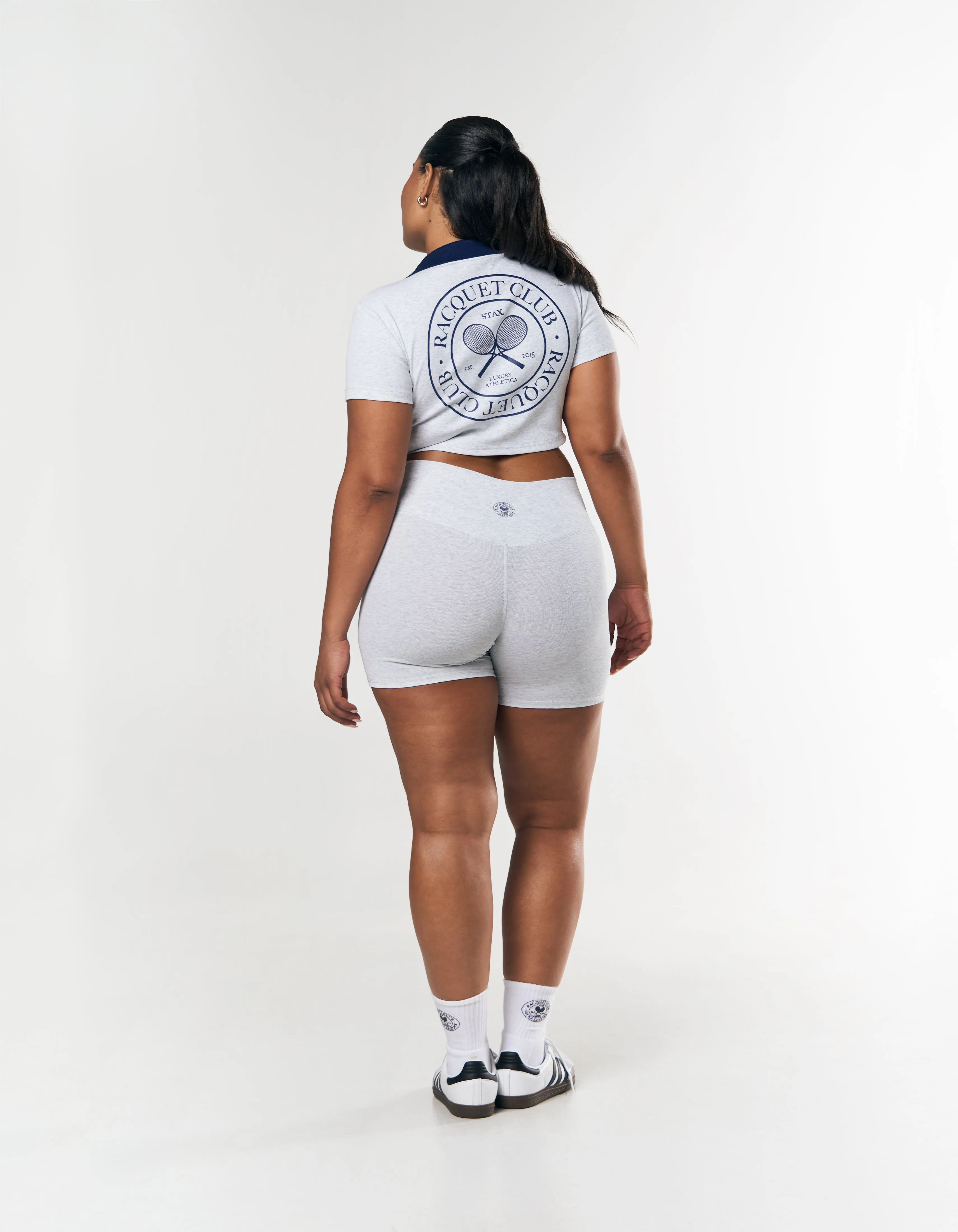 Racquet Club Cropped Polo - Grey Marle sold by Stax product image thumbnail 5