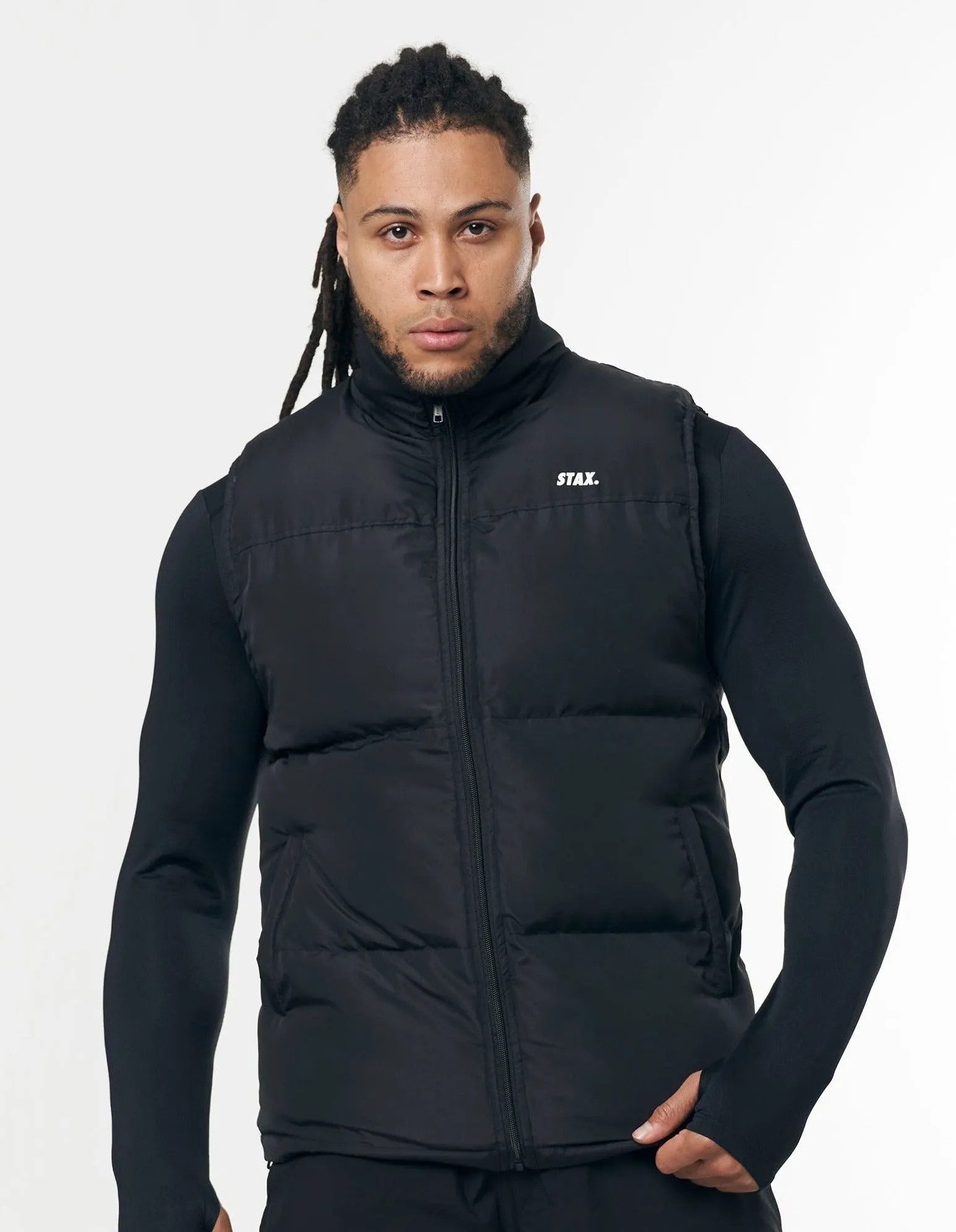 Mens Sleeveless Puffer Vest - Black sold by Stax