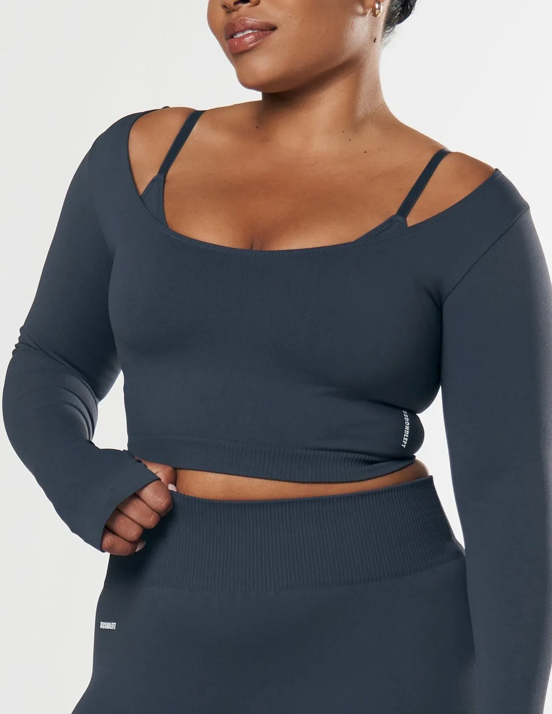 Seamless Scoop Long Sleeve - Blueberry sold by Stax