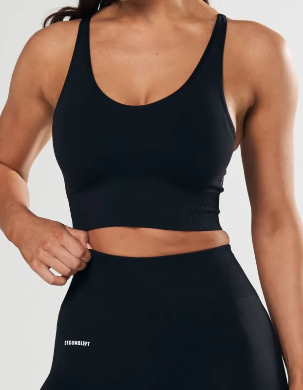 Seamless Strappy Crop - Black sold by Stax