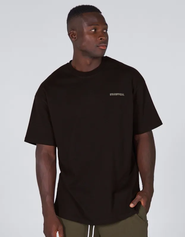 Standard Fit Tee - Black/ Khaki Logo sold by Stax