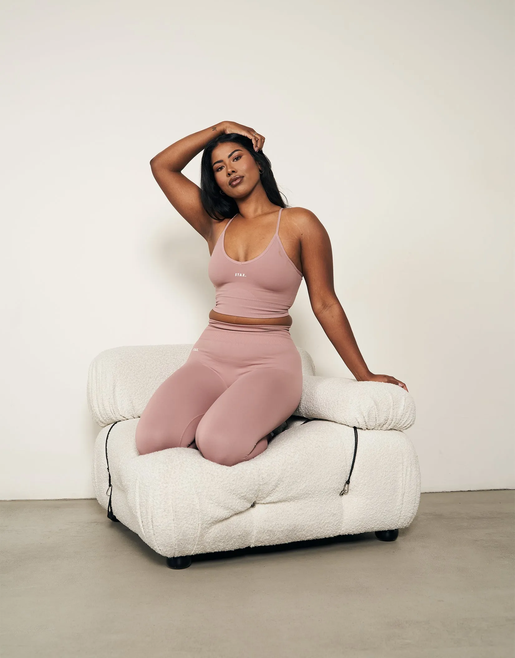 Premium Seamless Favourites Strappy Crop - Dusty Rose sold by Stax