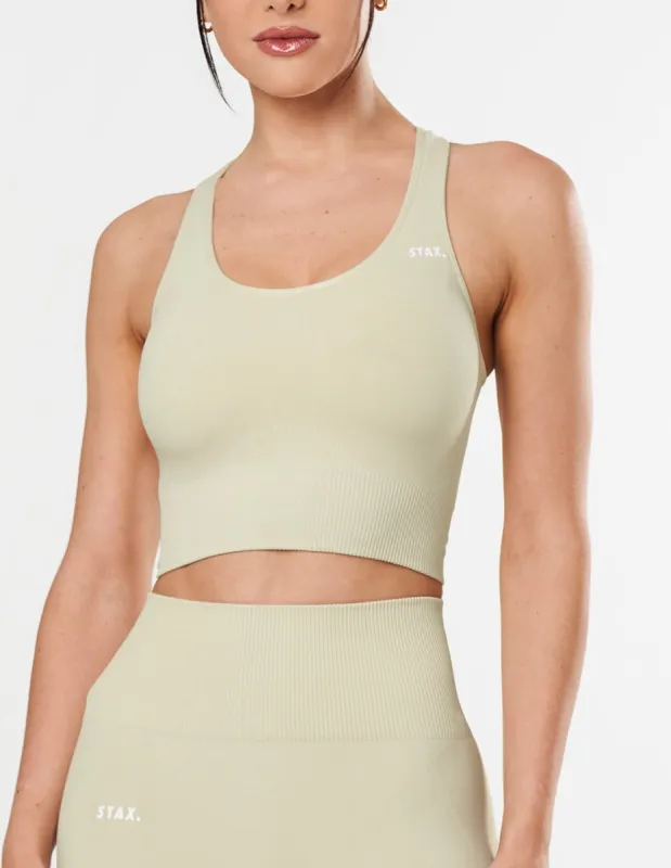 Premium Seamless Racer Crop - Vanilla Essence sold by Stax