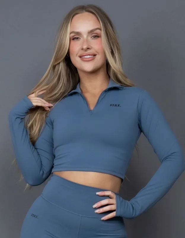 Long Sleeve Zip Crop NANDEX ™ Cobalt - Blue sold by Stax
